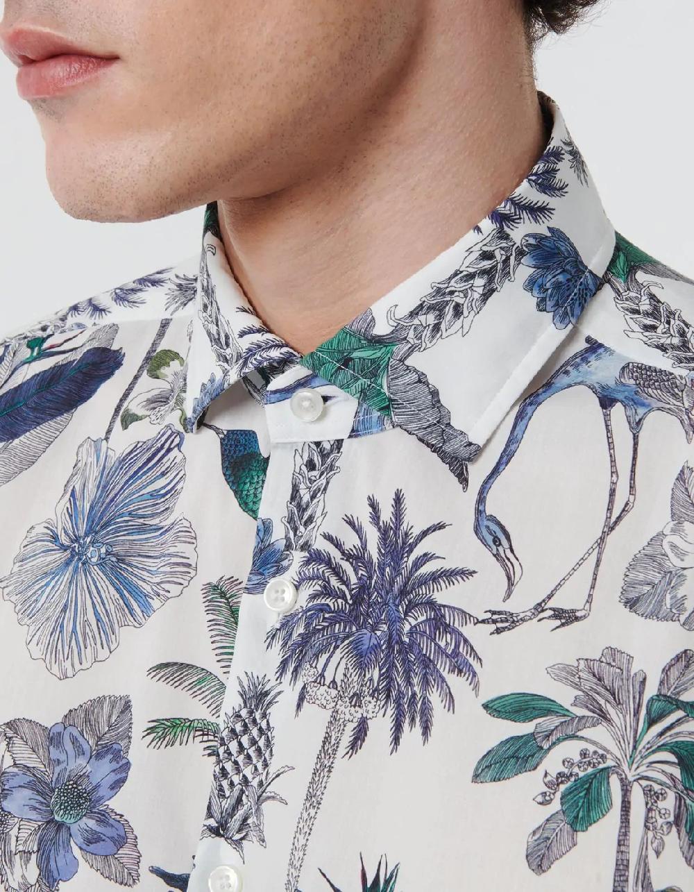 Xacus Camicia Collo francese piccolo Fantasia Popeline Multicolor