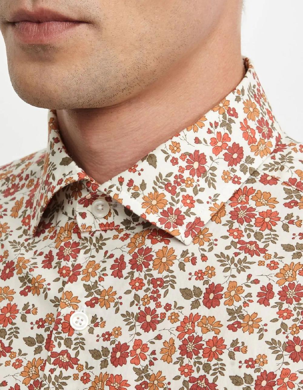 Xacus Camicia Collo francese piccolo Fantasia Popeline Multicolor