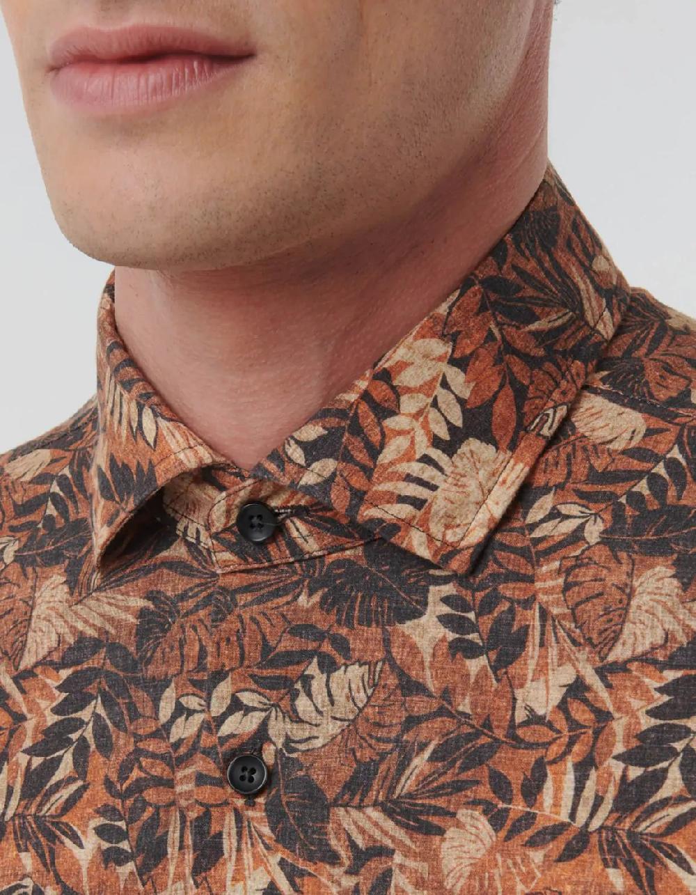 Xacus Camicia Collo francese piccolo Fantasia Tela Multicolor