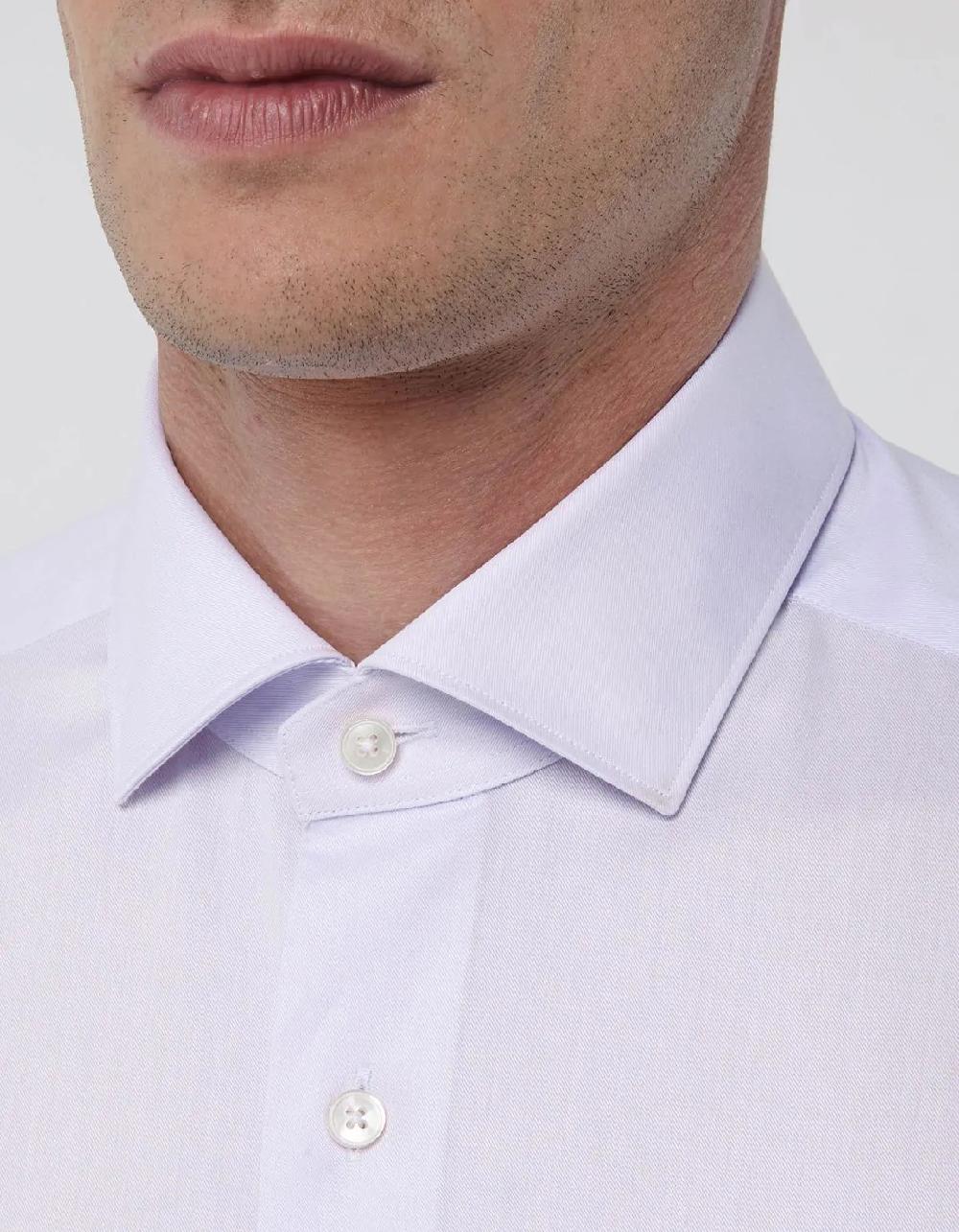Xacus Camicia Collo francese piccolo Tinta Unita Twill Lilla