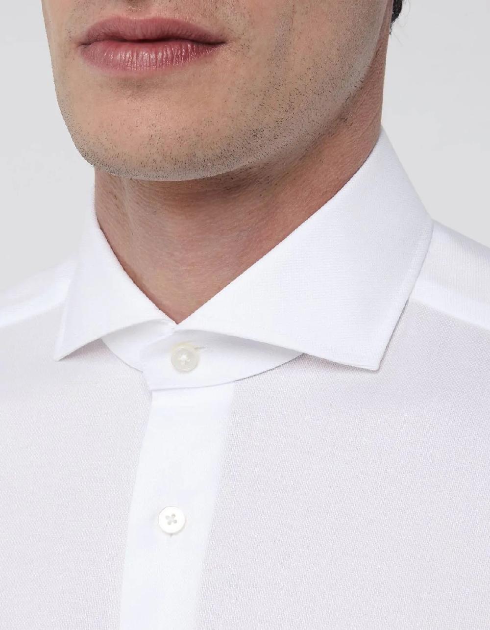 Xacus Camicia Collo francese Tinta Unita Oxford Bianco