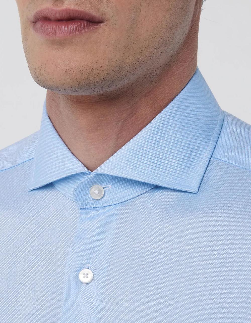 Xacus Camicia Collo francese Tinta Unita Oxford Celeste