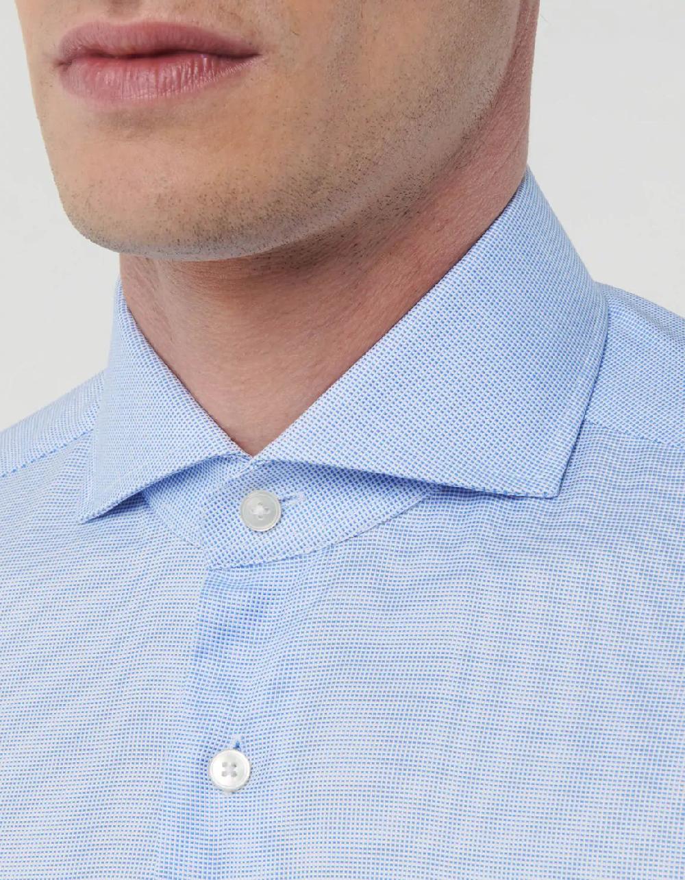 Xacus Camicia Collo francese Tinta Unita Oxford Celeste