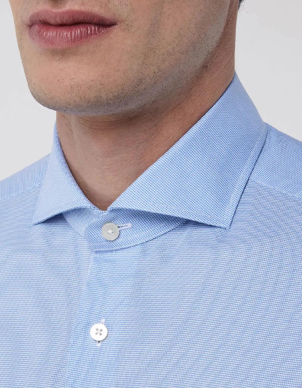 Xacus Camicia Collo francese Tinta Unita Oxford Celeste