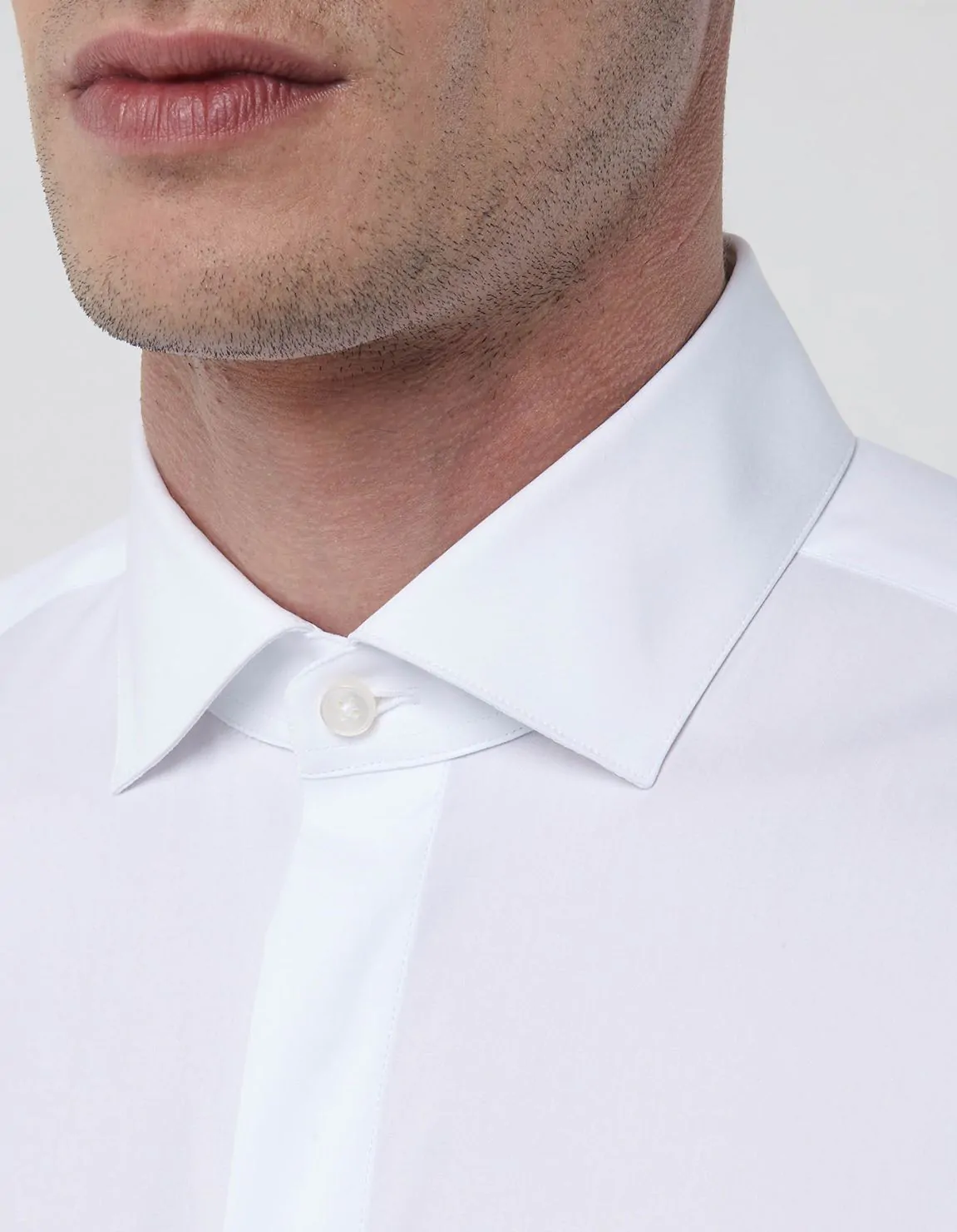 Xacus Camicia Collo francese Tinta Unita Popeline Bianco