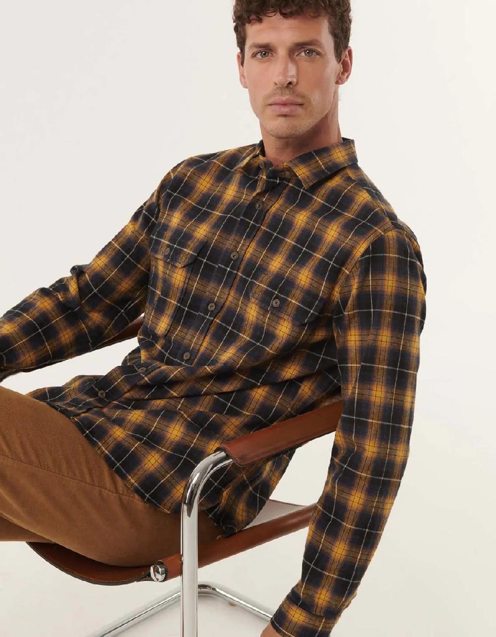 Xacus Camicia Collo italiano piccolo Quadri Twill Multicolor