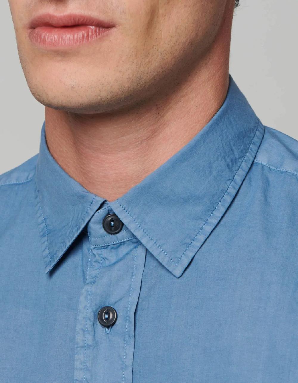 Xacus Camicia Collo italiano piccolo Tinta Unita Popeline Polvere