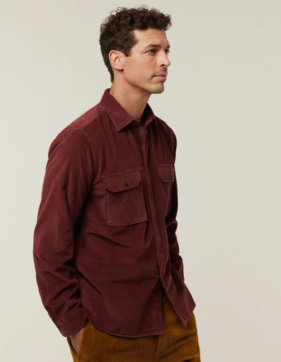 Xacus Camicia Collo italiano piccolo Tinta Unita Velluto Rosso scuro