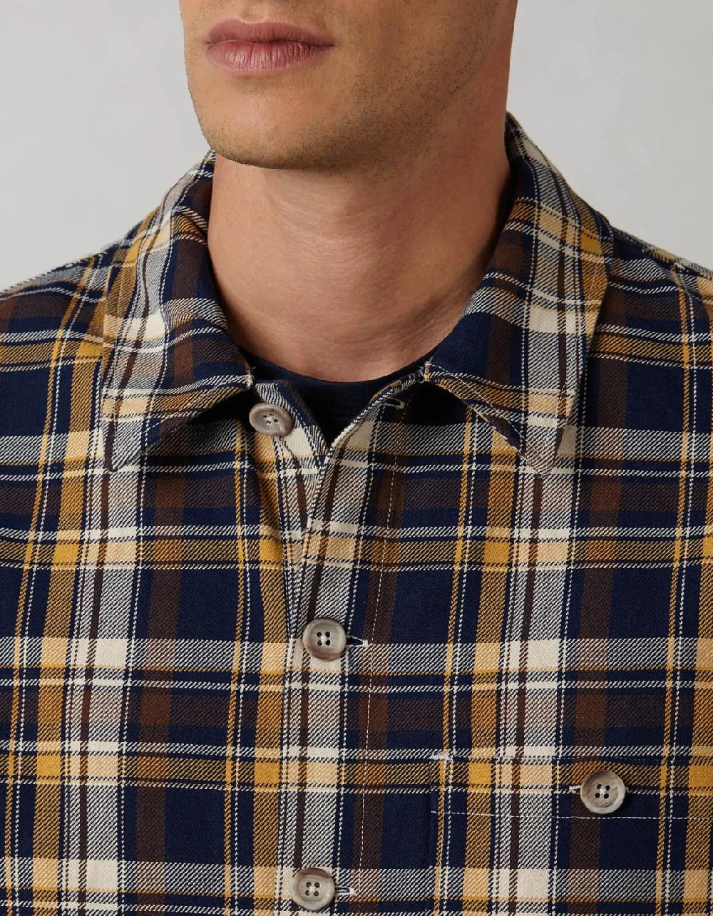 Xacus Camicia Collo italiano Quadri Twill Multicolor