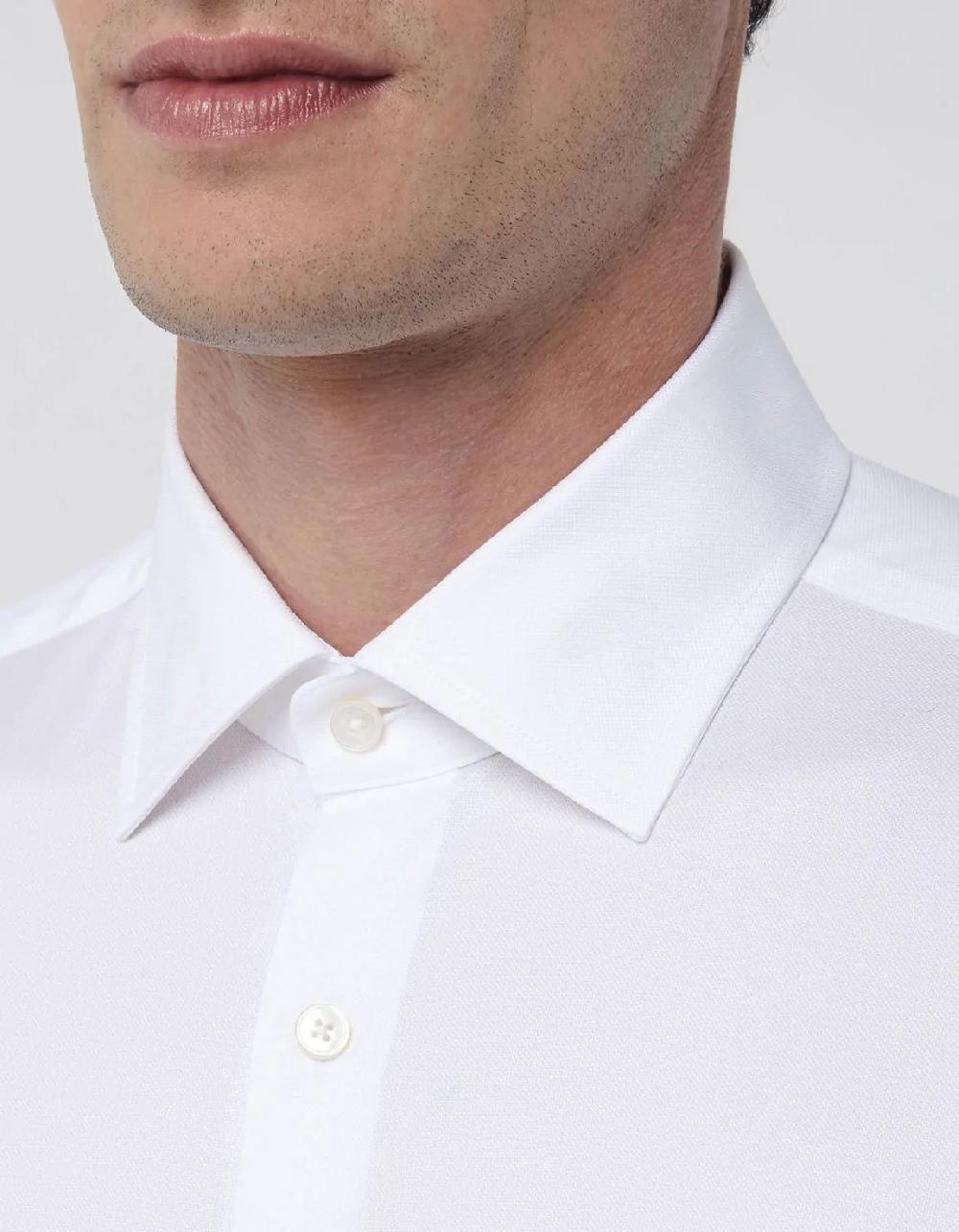 Xacus Camicia Collo italiano Tinta Unita Oxford Bianco