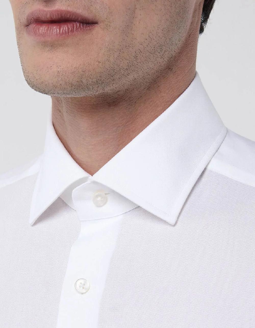 Xacus Camicia Collo italiano Tinta Unita Oxford Bianco