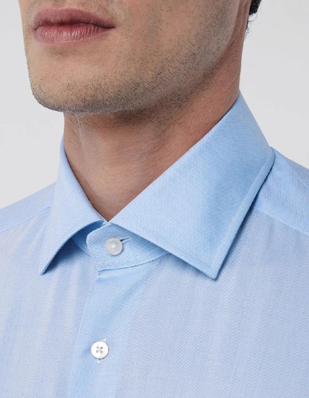 Xacus Camicia Collo italiano Tinta Unita Oxford Celeste