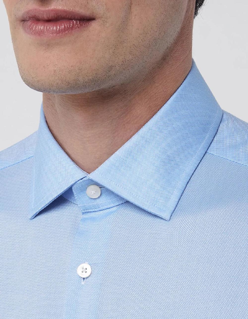 Xacus Camicia Collo italiano Tinta Unita Oxford Celeste