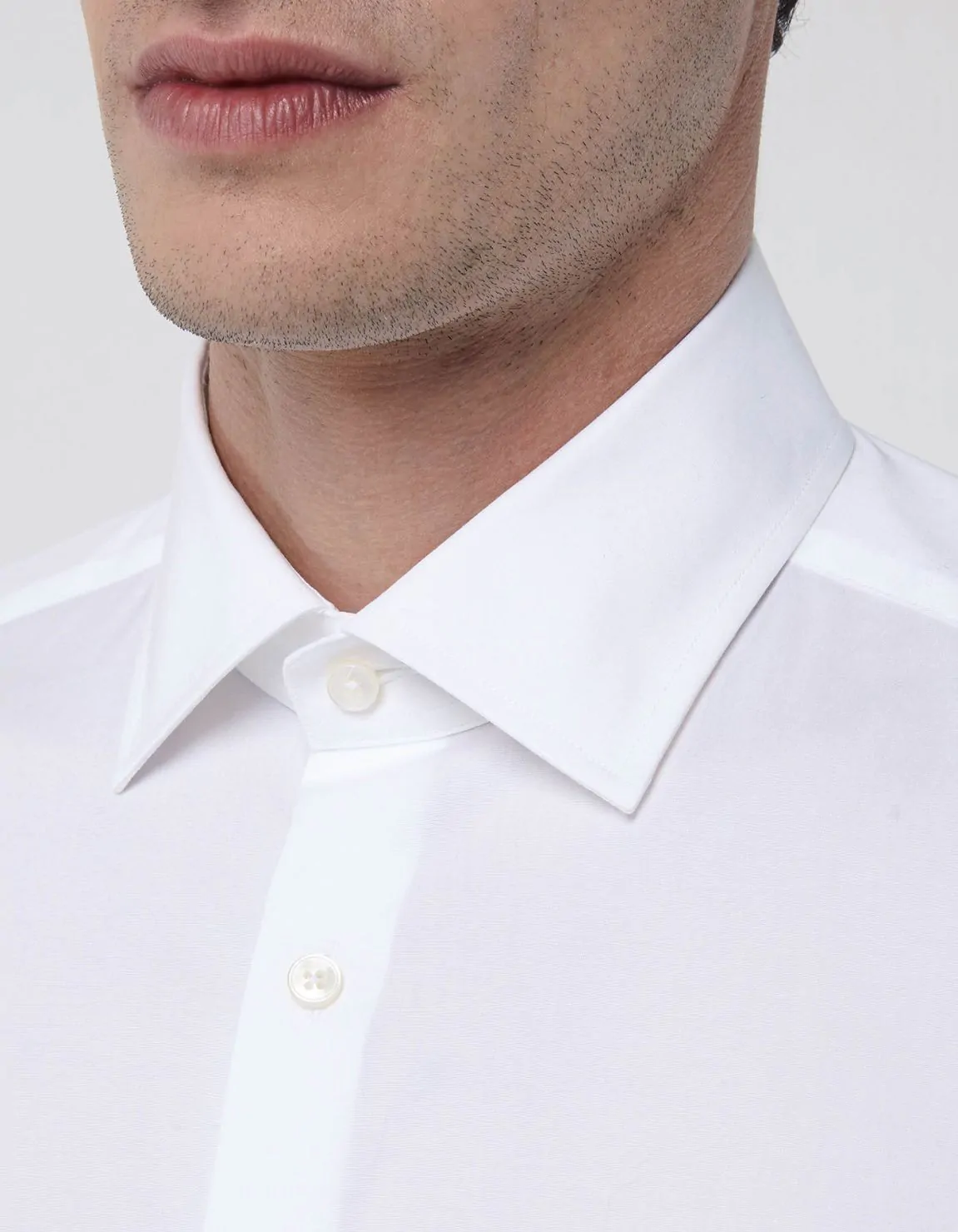 Xacus Camicia Collo italiano Tinta Unita Popeline Bianco