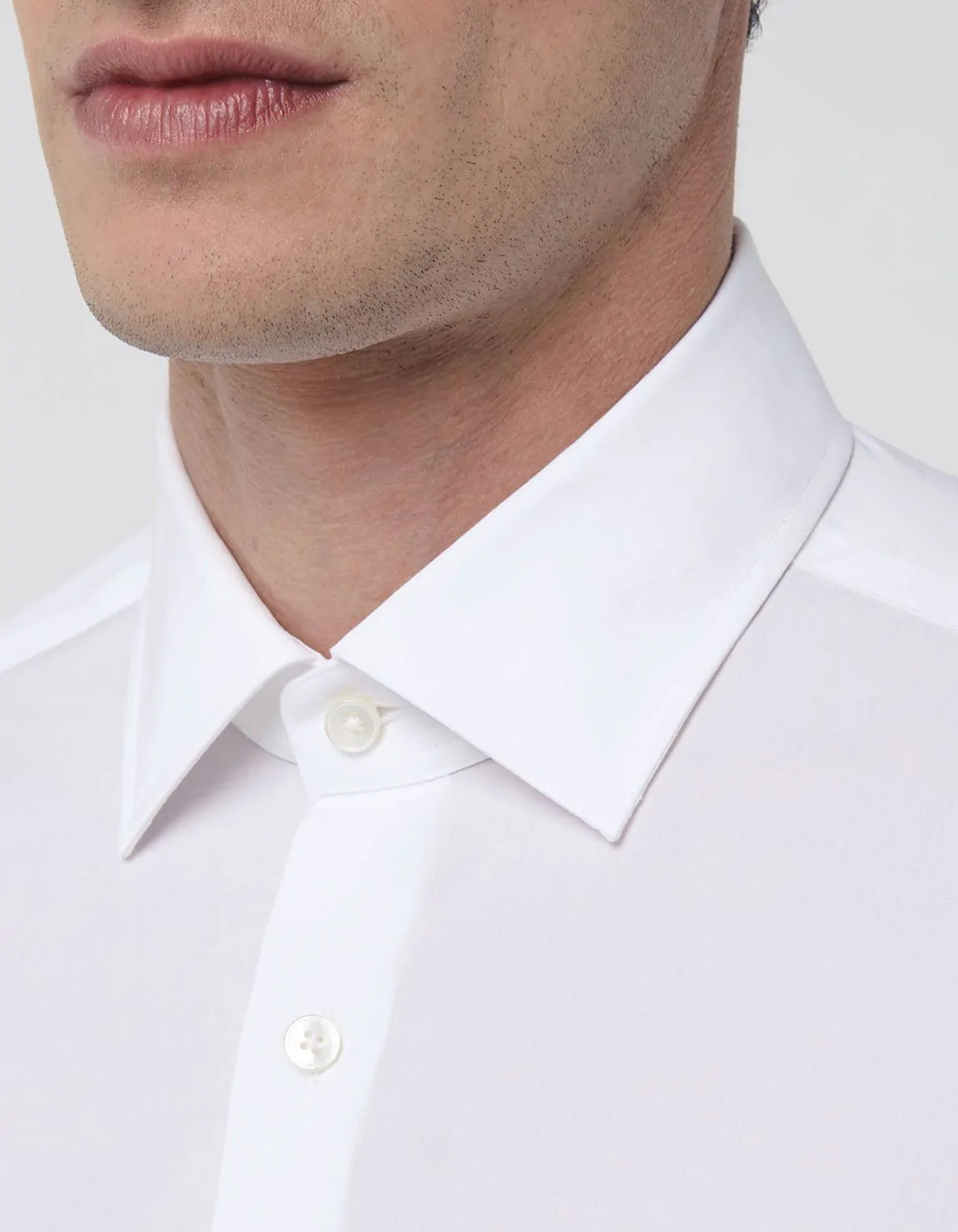 Xacus Camicia Collo italiano Tinta Unita Popeline Bianco