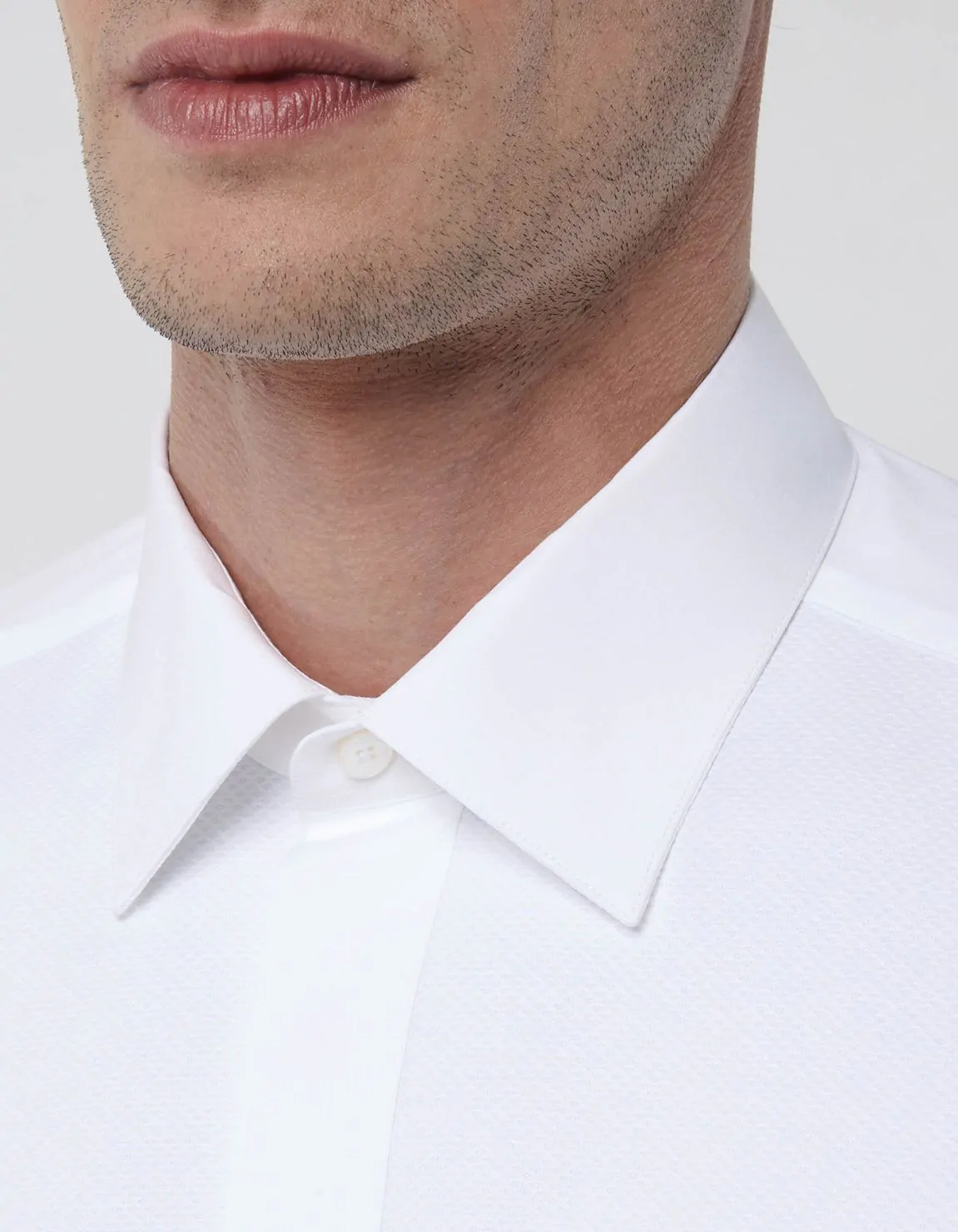 Xacus Camicia Collo italiano Tinta Unita Popeline Bianco