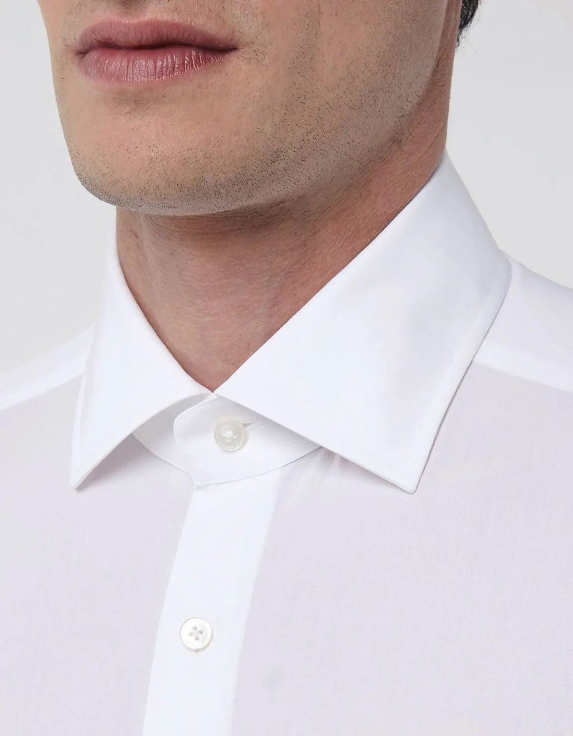 Xacus Camicia Collo italiano Tinta Unita Popeline Bianco