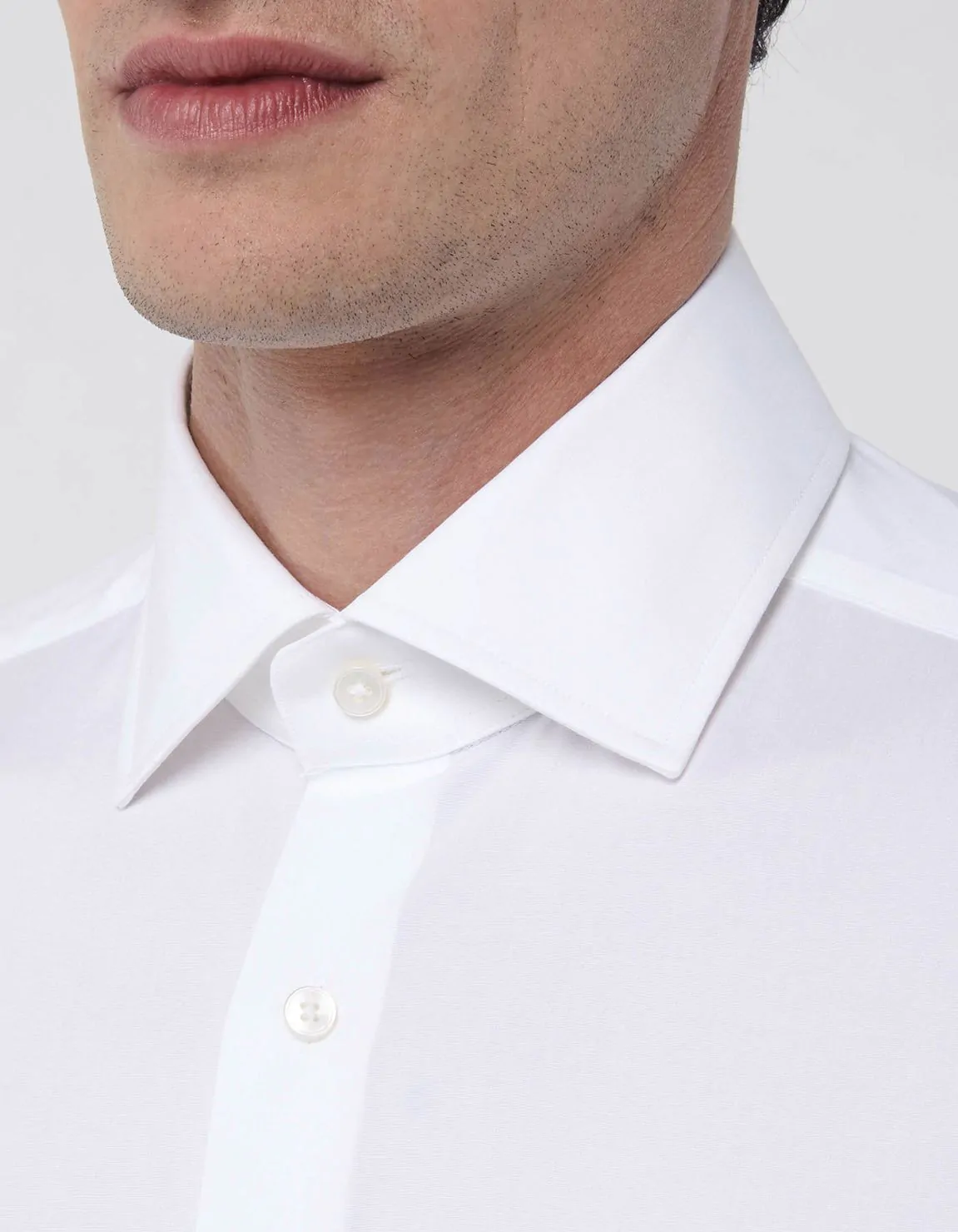 Xacus Camicia Collo italiano Tinta Unita Popeline Bianco