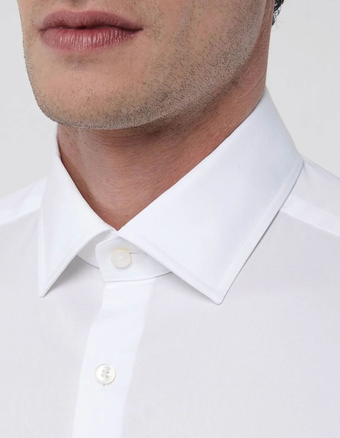 Xacus Camicia Collo italiano Tinta Unita Twill Bianco