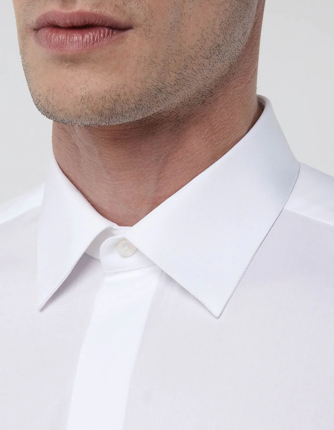 Xacus Camicia Collo italiano Tinta Unita Twill Bianco