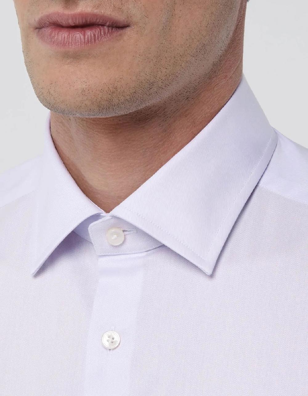 Xacus Camicia Collo italiano Tinta Unita Twill Lilla