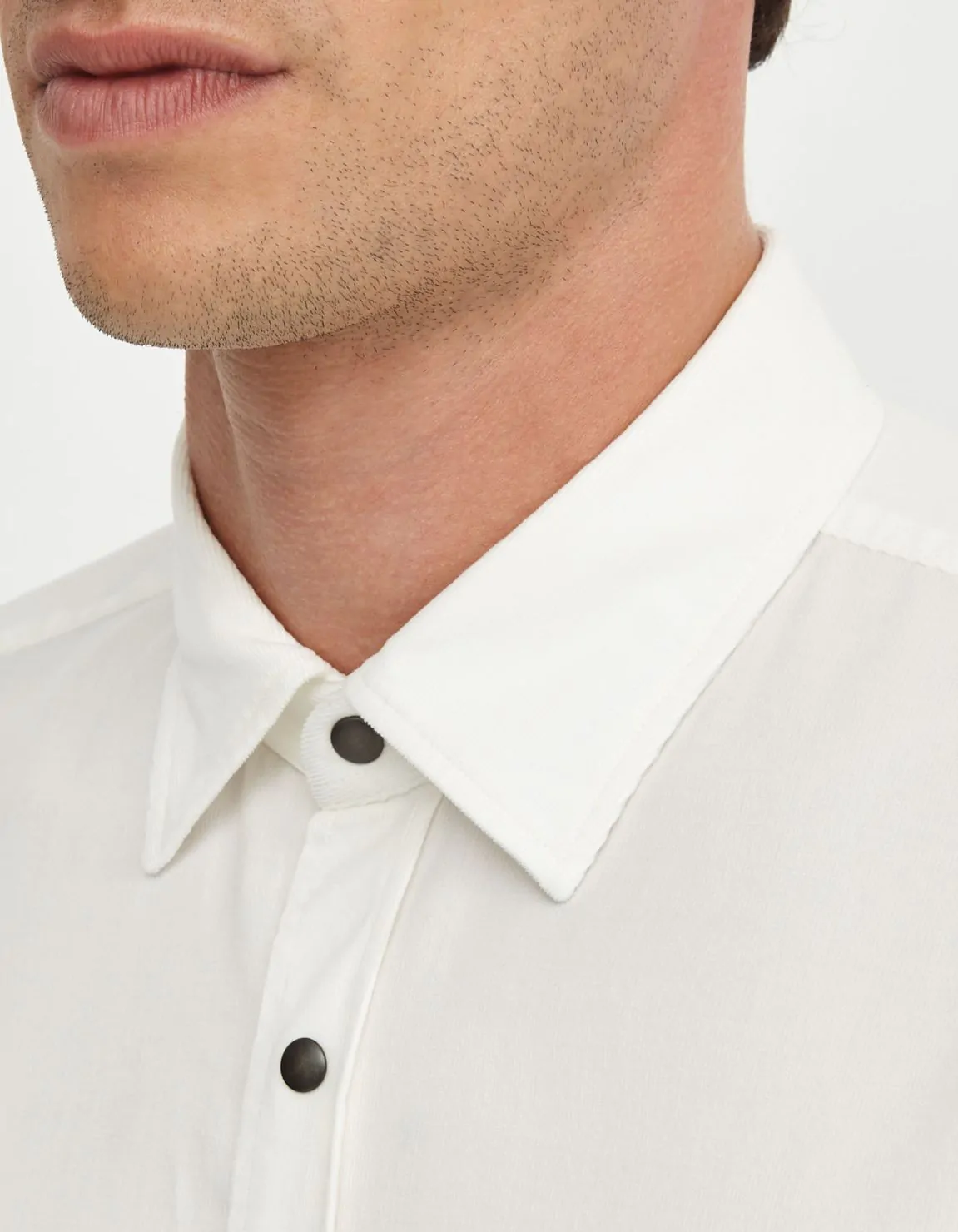 Xacus Camicia Collo italiano Tinta Unita Velluto Bianco panna