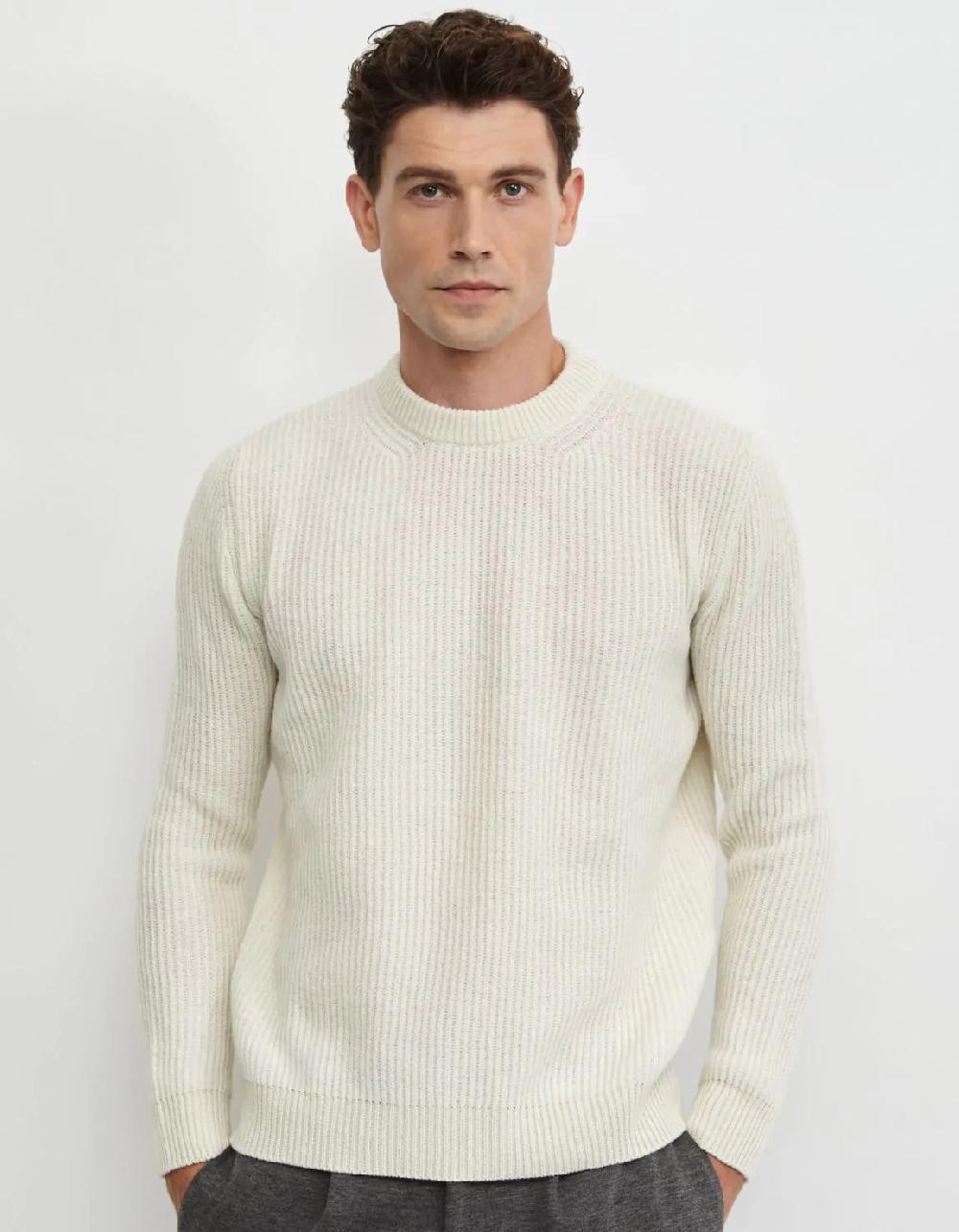 Xacus Maglia Bianco panna Filato di lambswool finezza 7