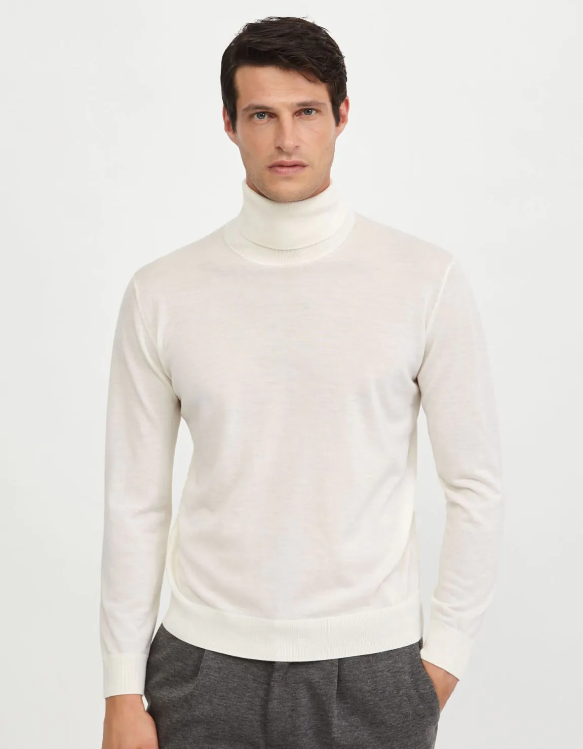 Xacus Maglia Bianco panna Filato lana merino finezza 18