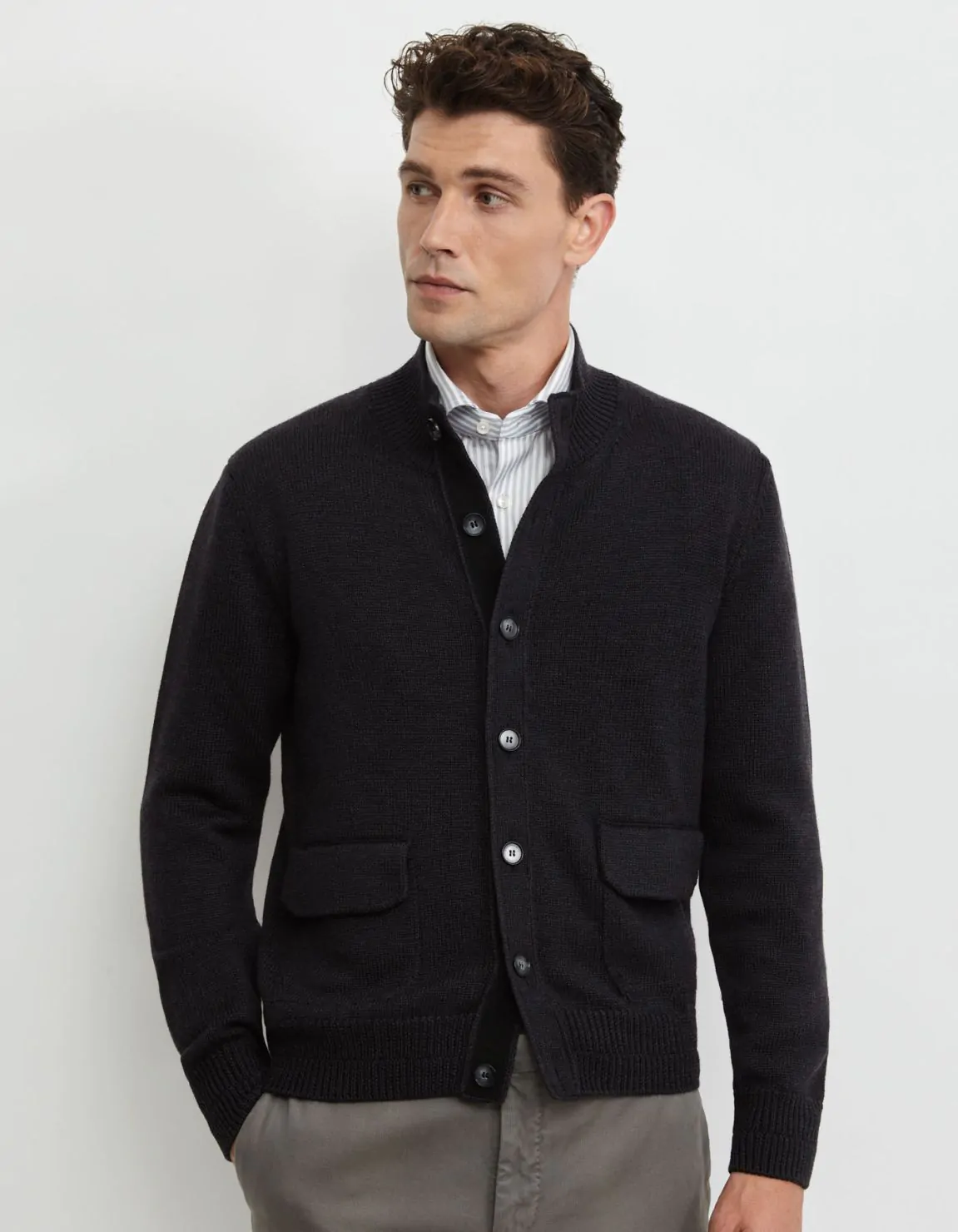 Xacus Maglia Grigio scuro Filato lana merino finezza 5