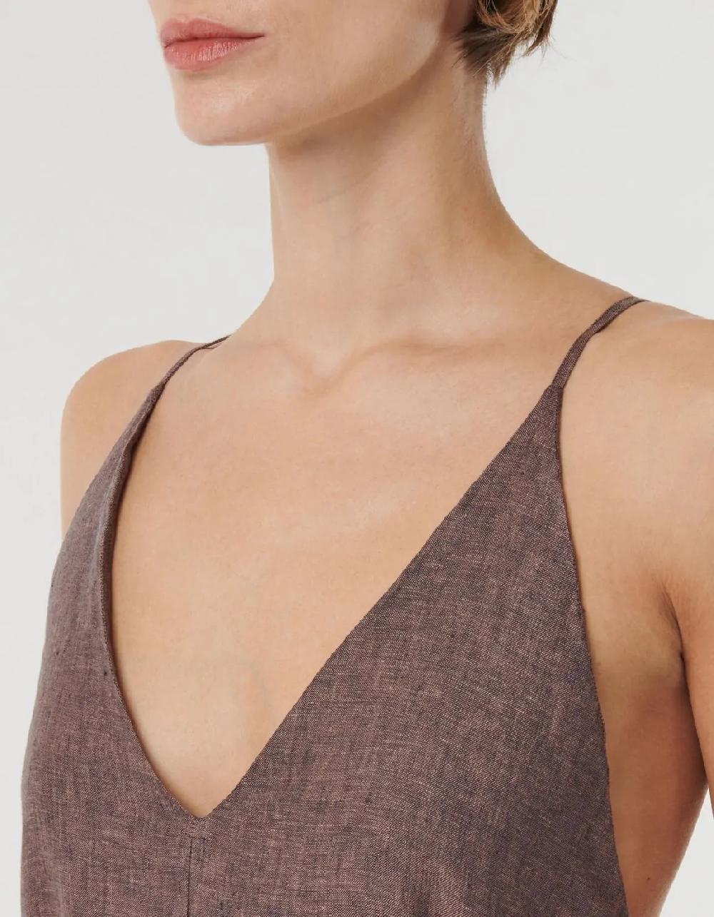 Xacus Abito Marrone Lino Tinta Unita