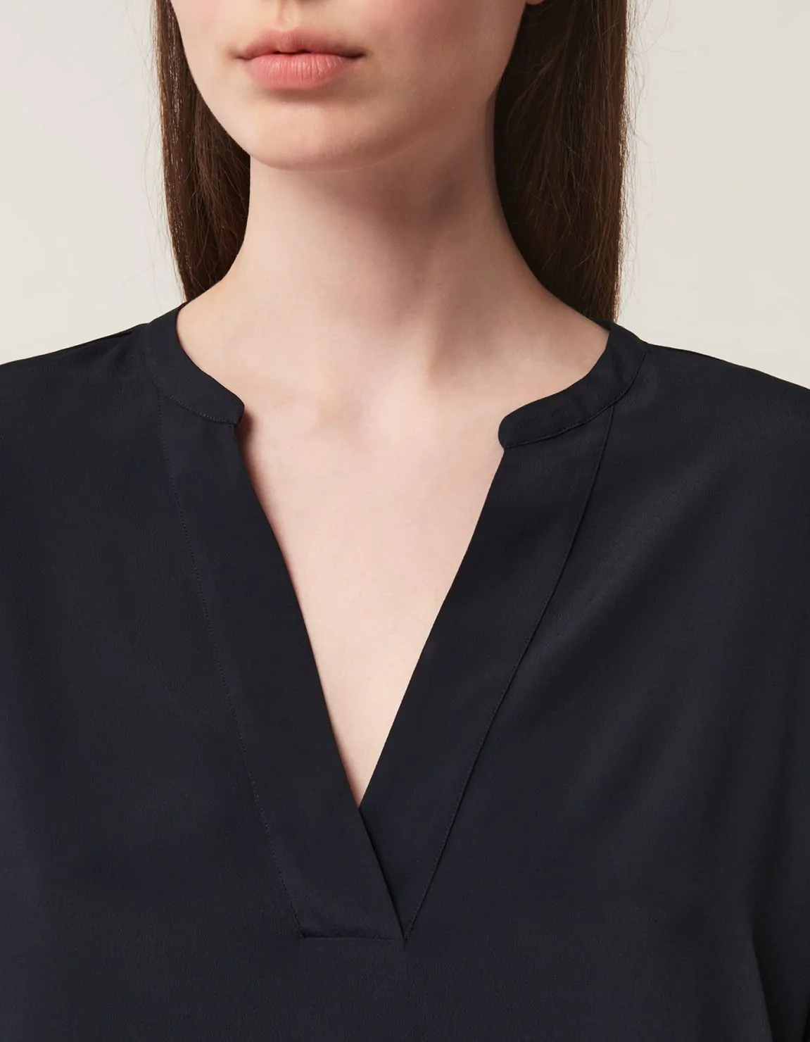 Xacus Blusa Blu navy Misto seta Tinta Unita