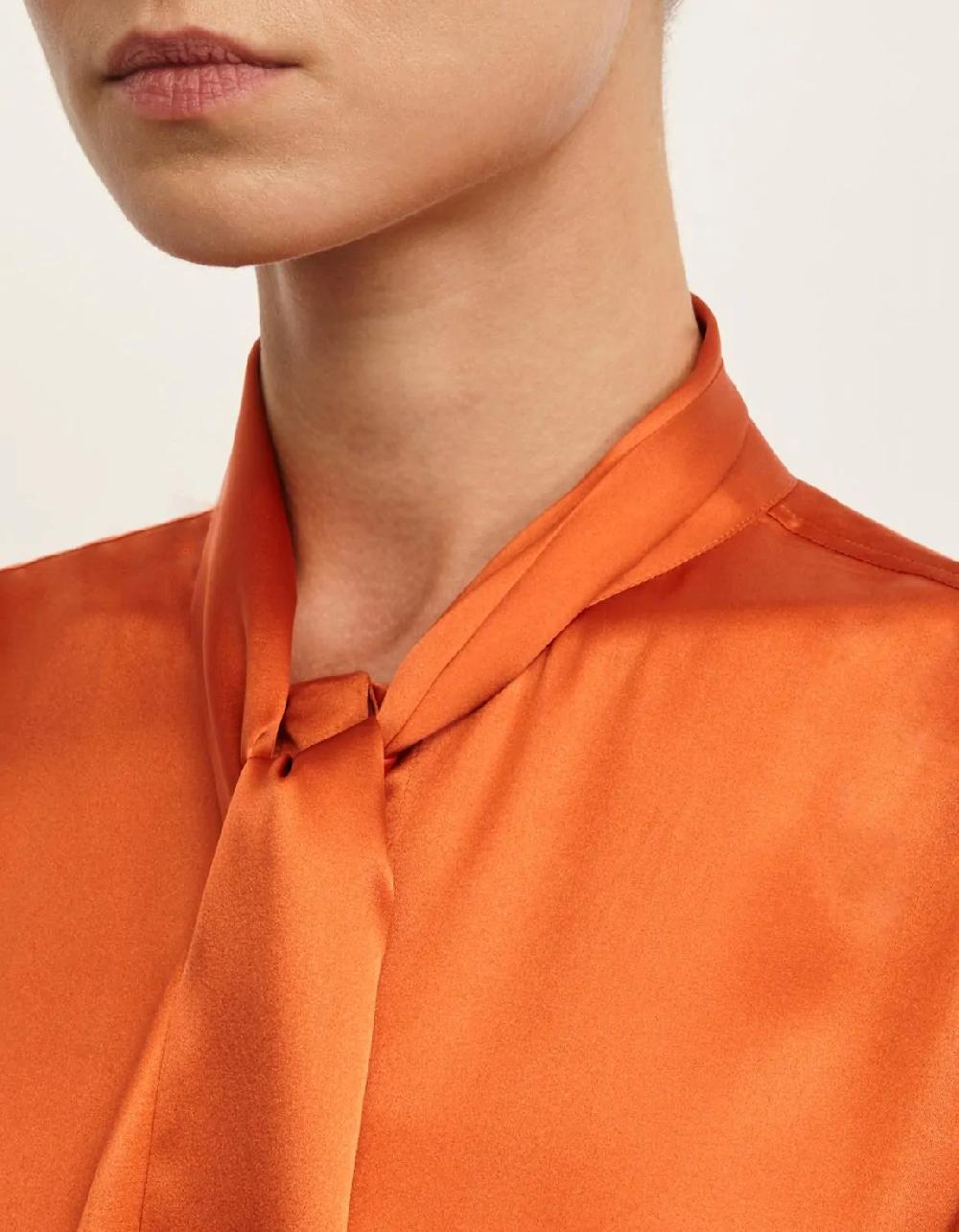 Xacus Camicia Arancione Seta Tinta Unita