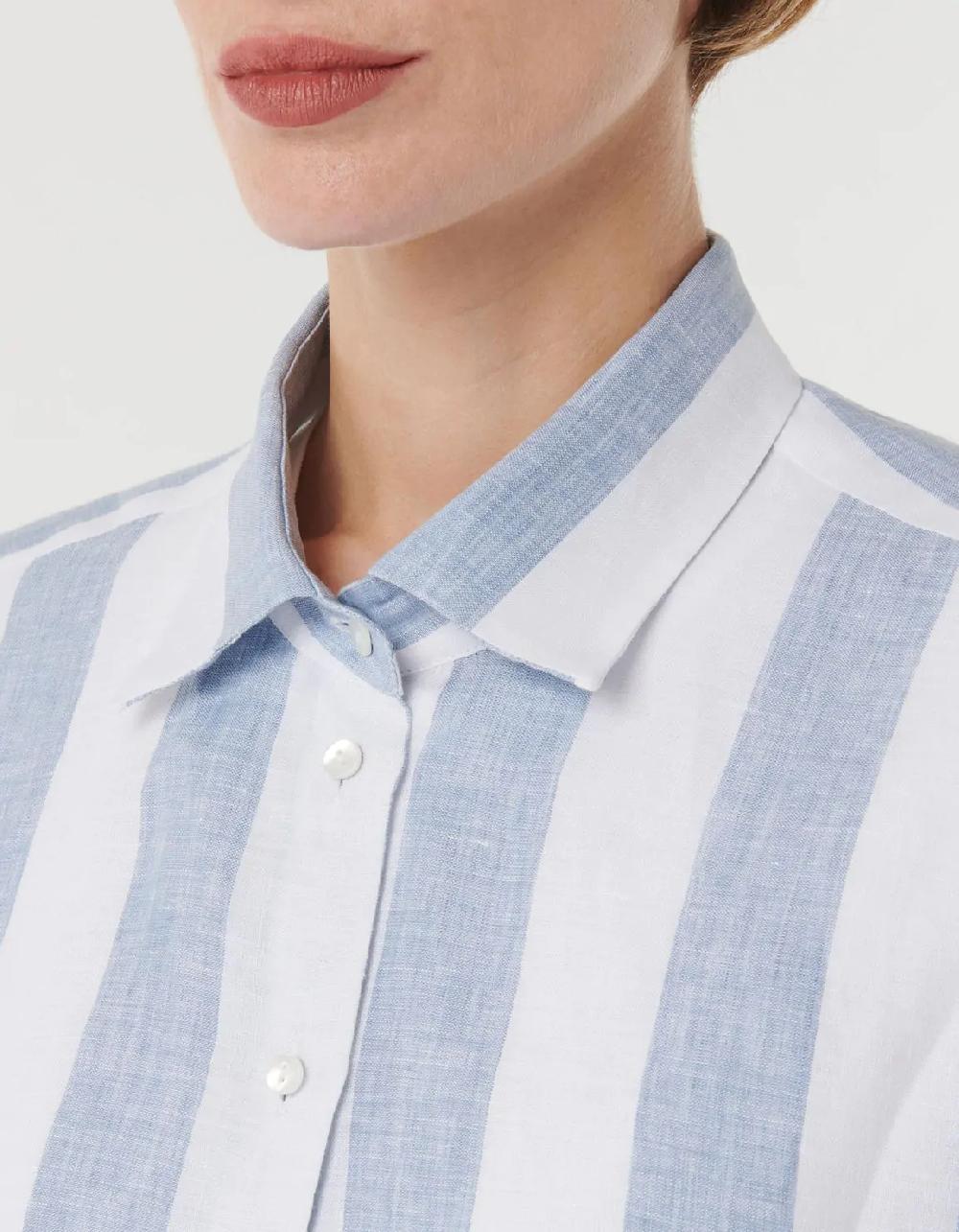 Xacus Camicia Avio Lino Righe