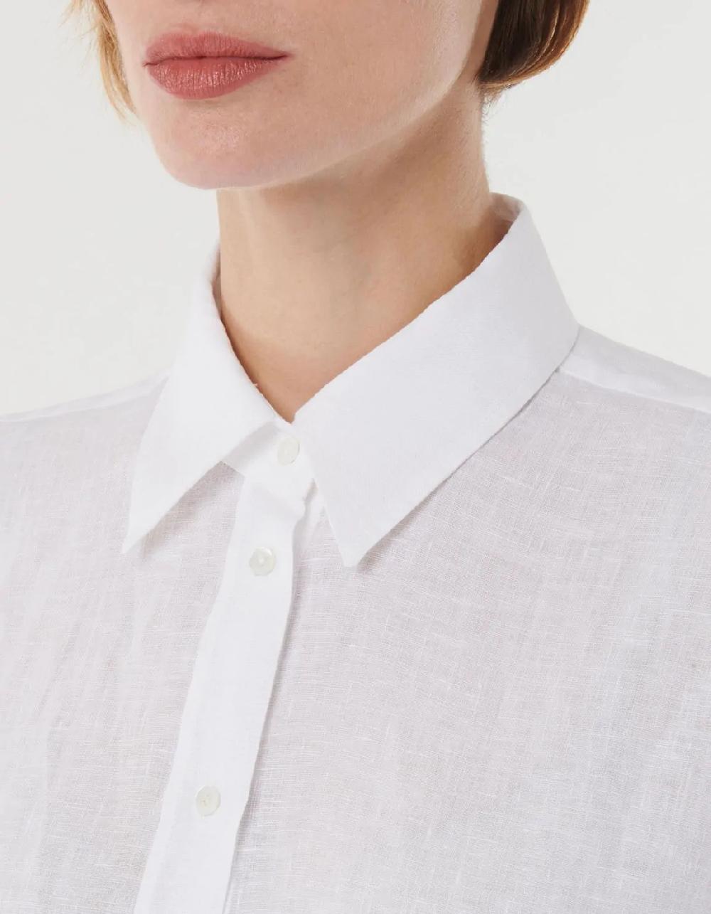 Xacus Camicia Bianco Lino Tinta Unita