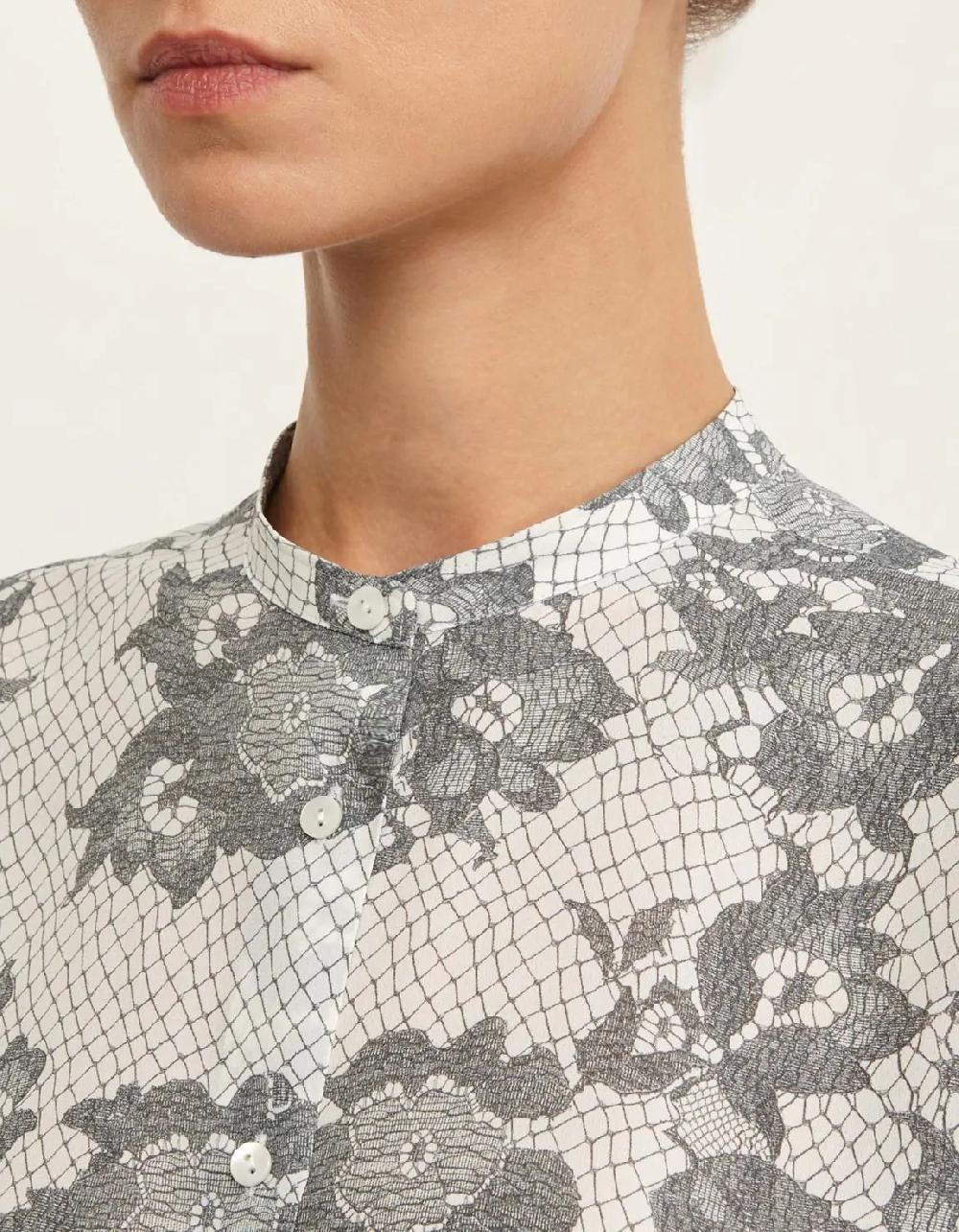 Xacus Camicia Bianco nero Viscosa Fantasia