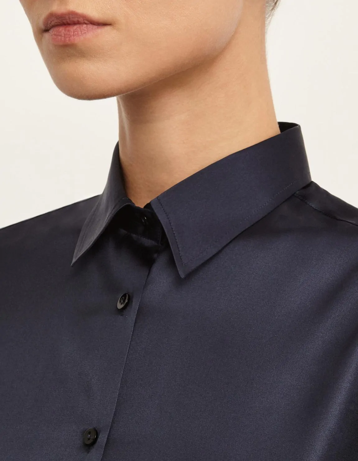 Xacus Camicia Blu navy Seta Tinta Unita