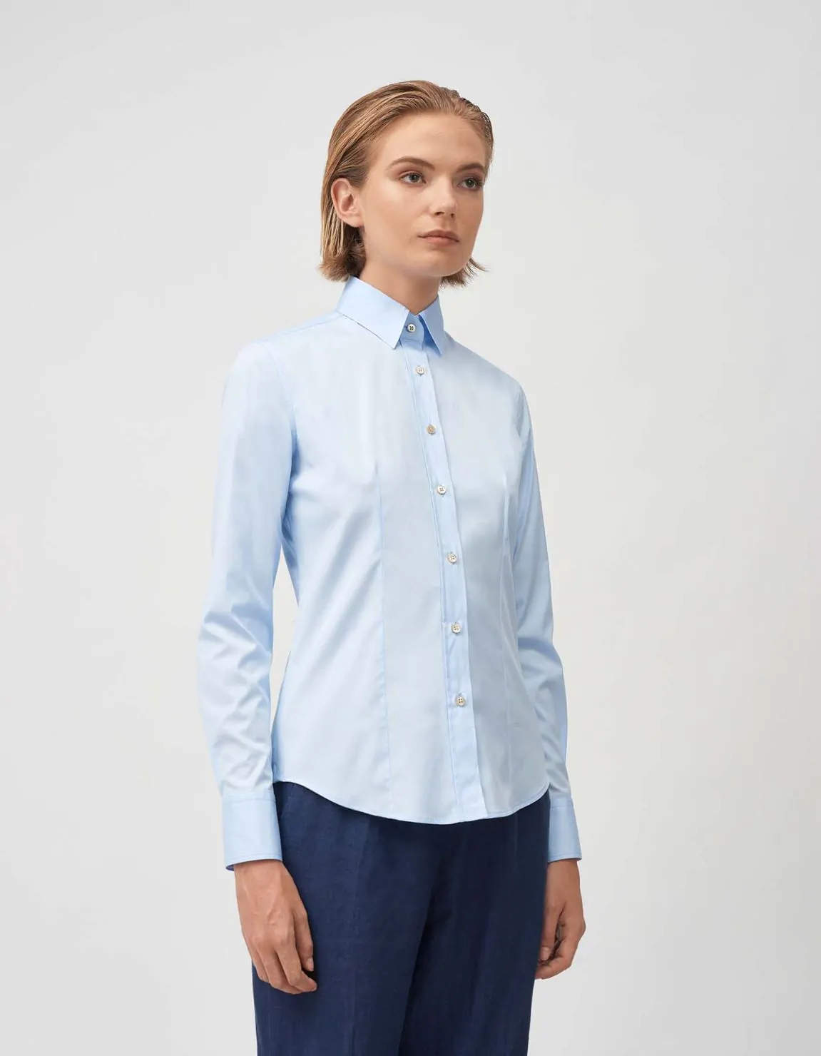 Xacus Camicia Celeste Stretch Tinta Unita