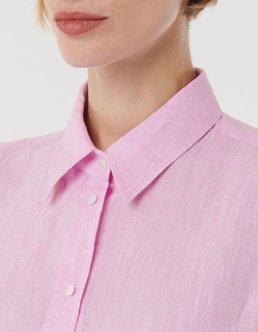 Xacus Camicia Chewingum Lino Tinta Unita