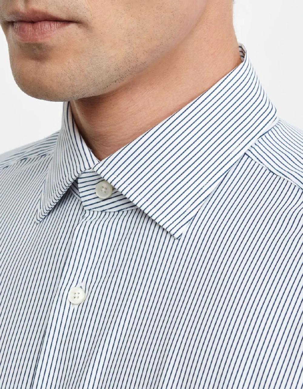 Xacus Camicia Collo italiano Righe Twill Blu navy