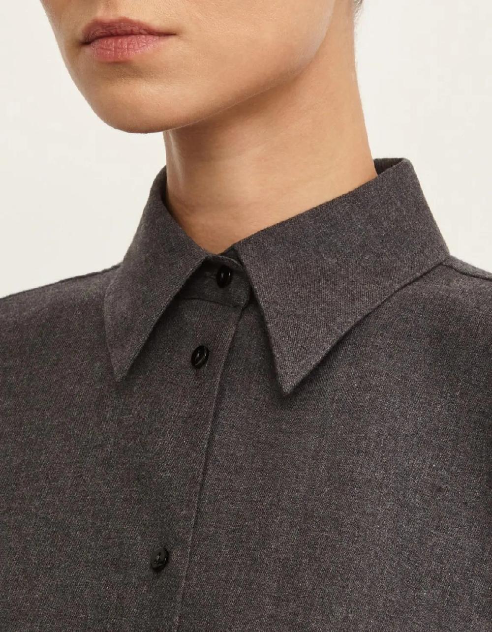 Xacus Camicia Grigio scuro Flanella Tinta Unita