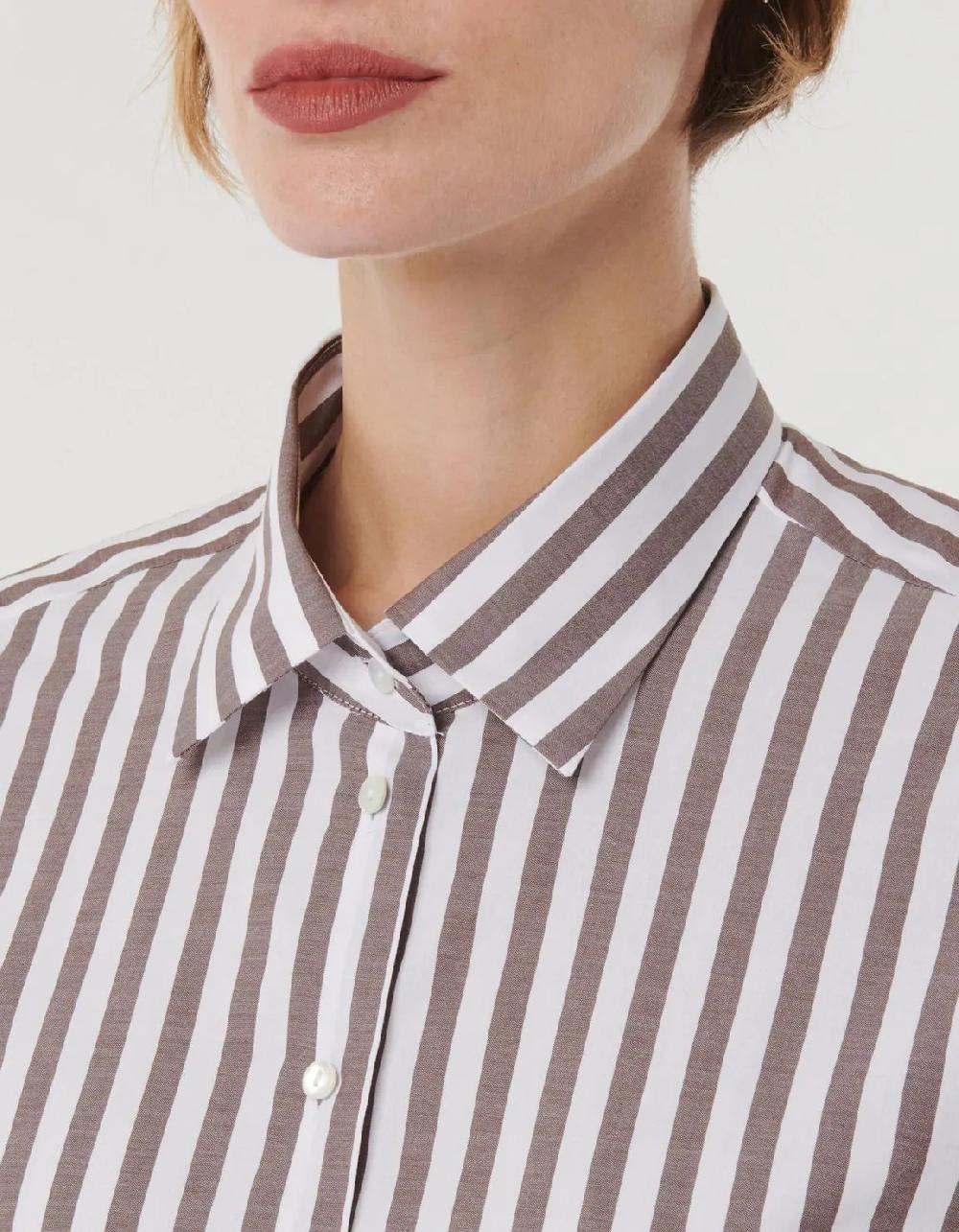 Xacus Camicia Marrone Cotone Righe