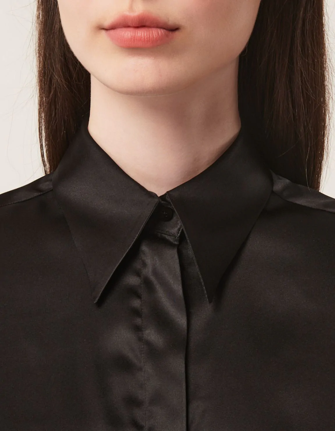 Xacus Camicia Nero Seta Tinta Unita