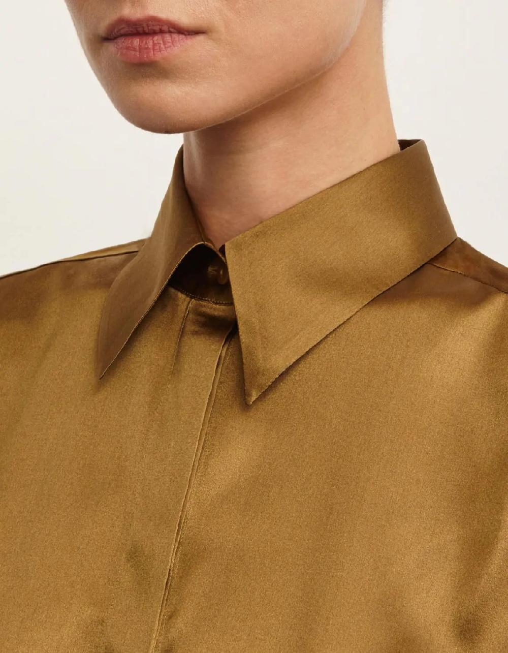 Xacus Camicia Oro Seta Tinta Unita