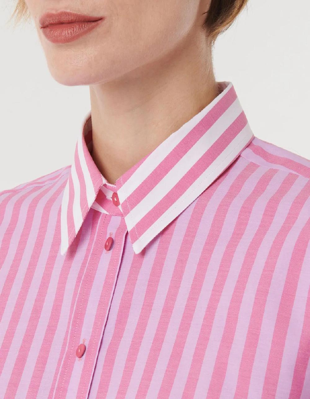 Xacus Camicia Rosa scuro Cotone Righe