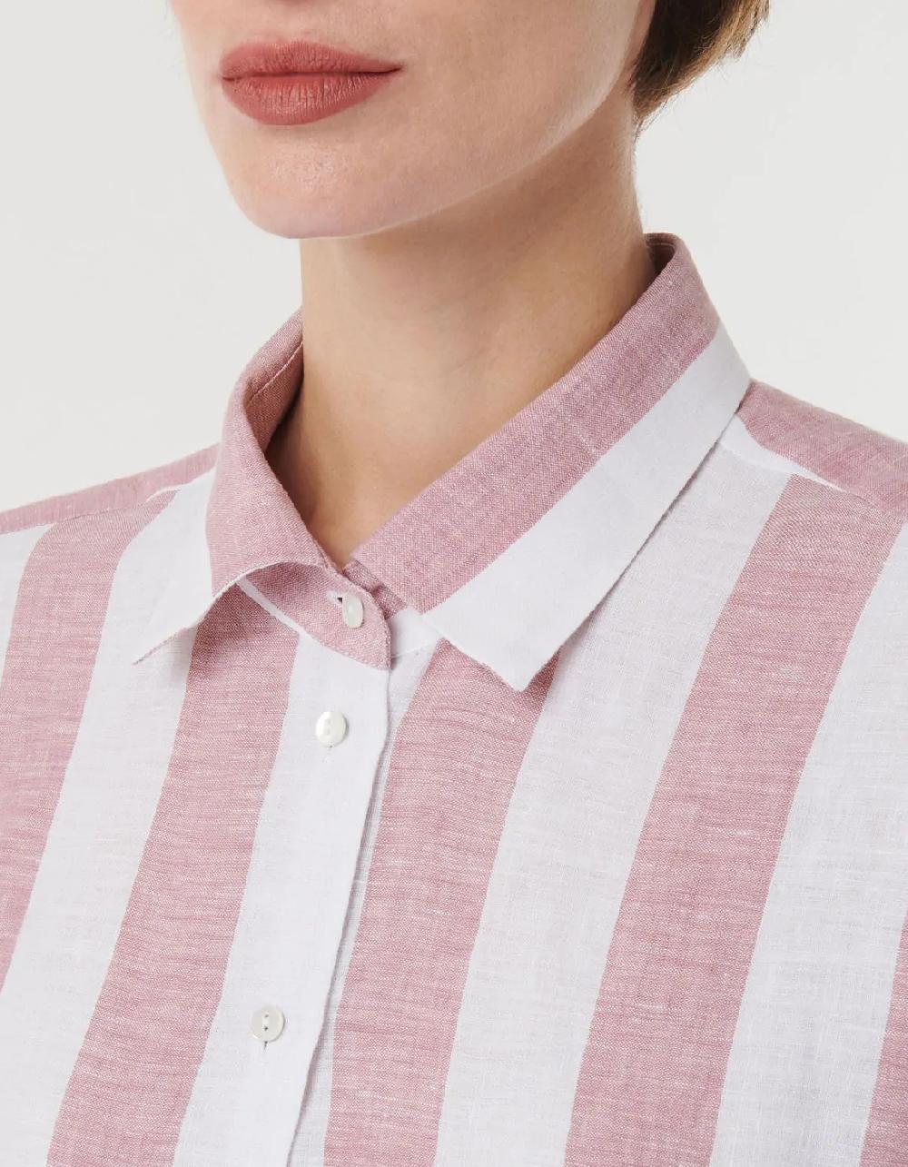 Xacus Camicia Rosa scuro Lino Righe