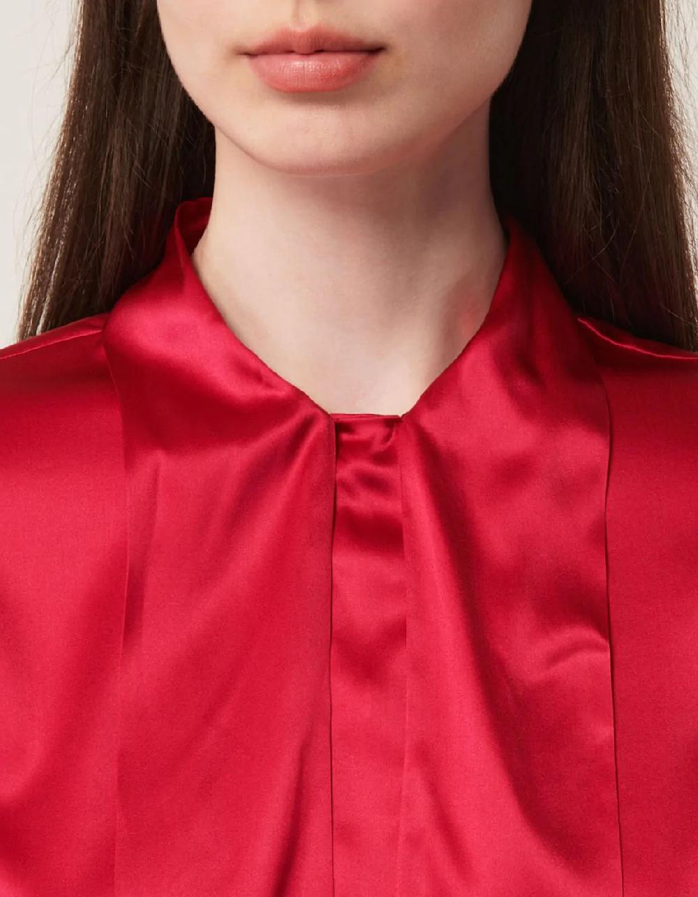 Xacus Camicia Rosso fragola Seta Tinta Unita