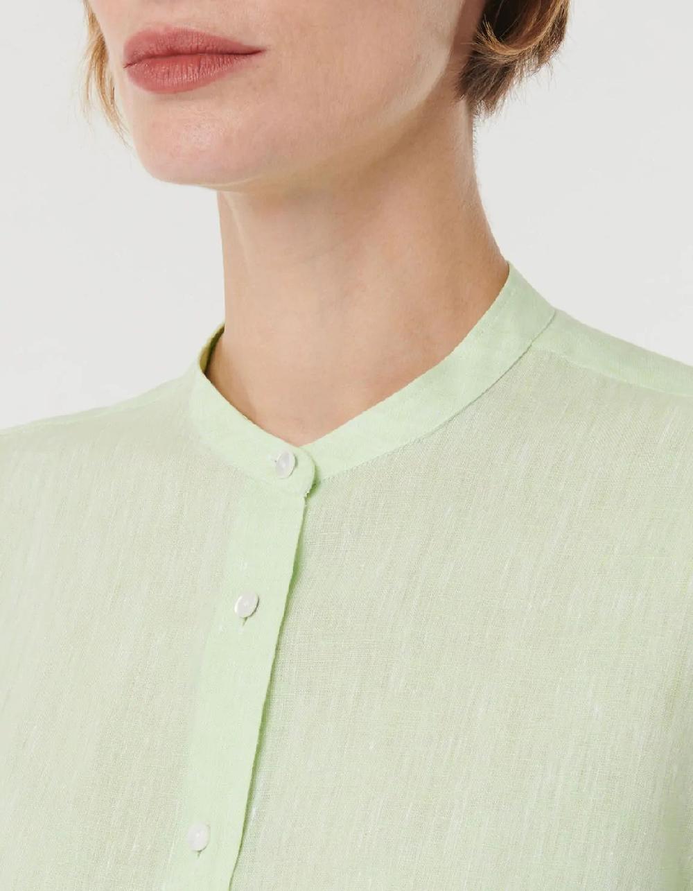 Xacus Camicia Verde mela Lino Tinta Unita