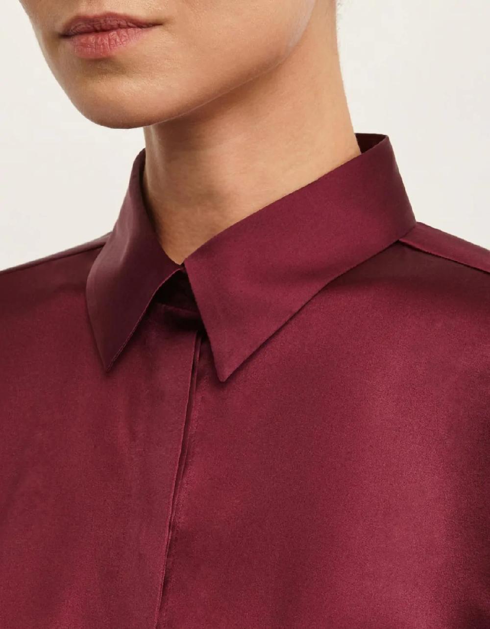 Xacus Camicia Vinaccia Seta Tinta Unita