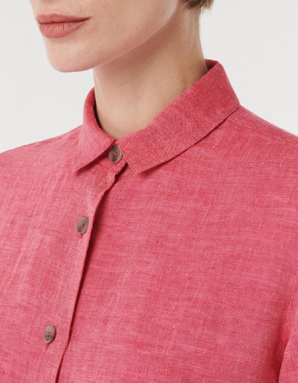 Xacus Chemisier Rosso Lino Tinta Unita