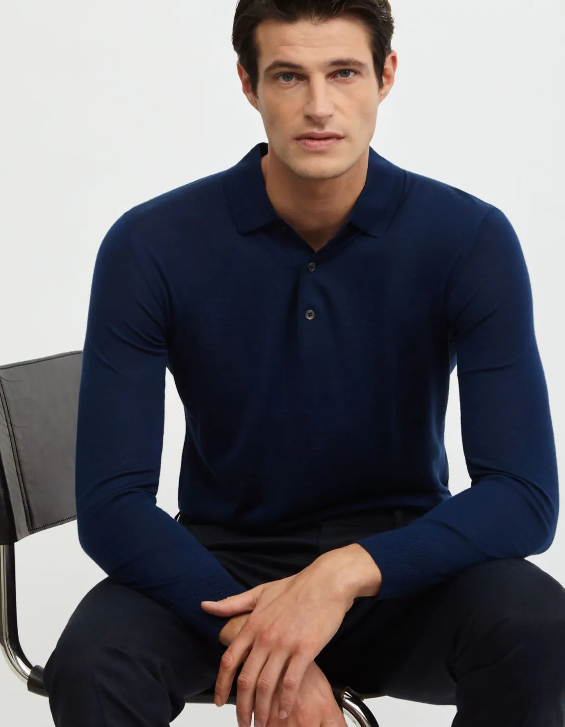 Xacus Maglia Blu Filato lana merino finezza 18